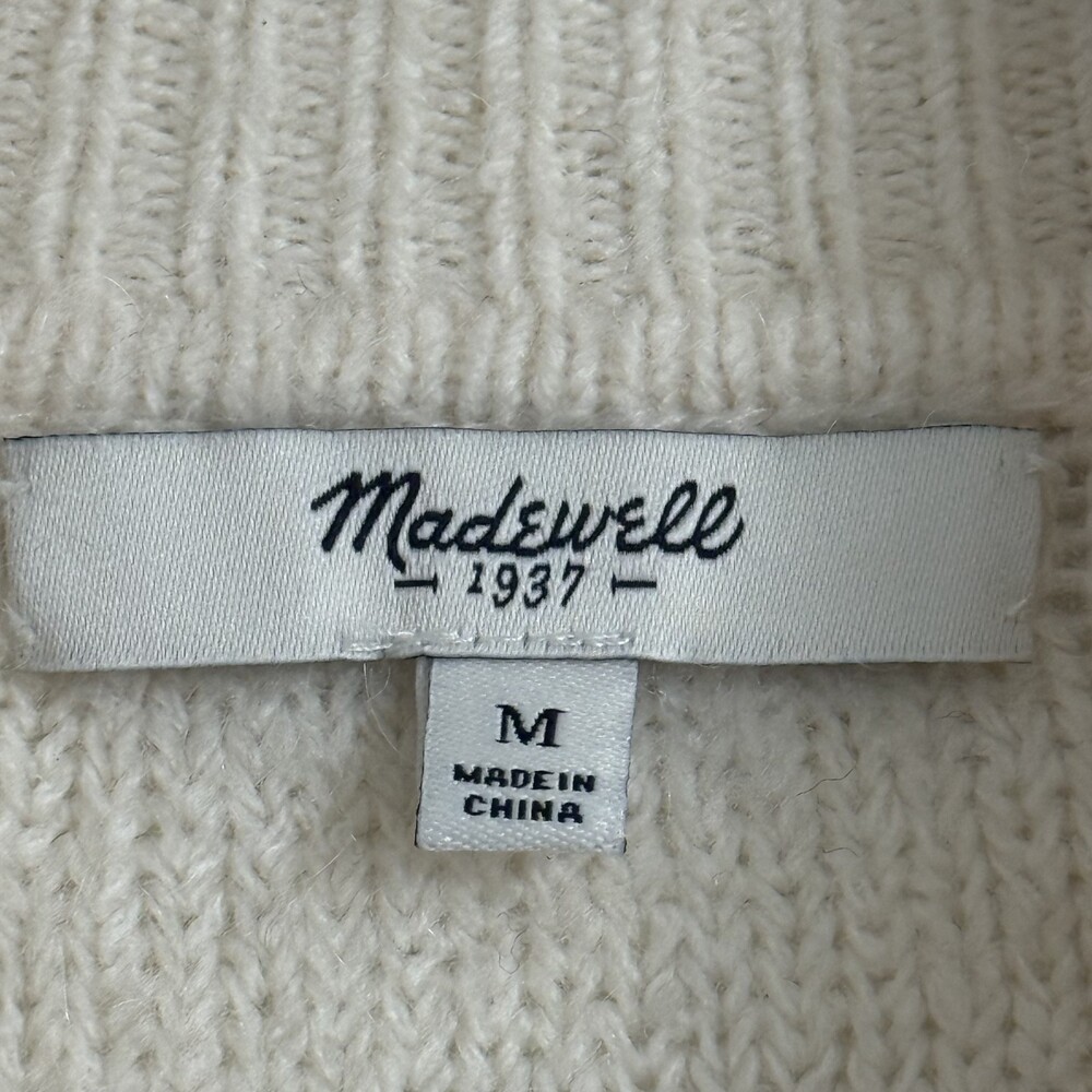 Madewell Bobble Pom Pom Sweater Cream Ivory Slouchy Knit Coastal Grandmother M - Picture 5 of 6